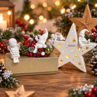 Tiziano Minifiguren Keramik | Engel & Santa in Cremeweiß