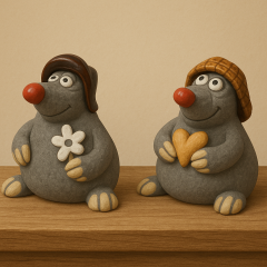 Kantensitzerfigur Maulwurf &quote;Buddy&quote; aus Keramik, anthrazit