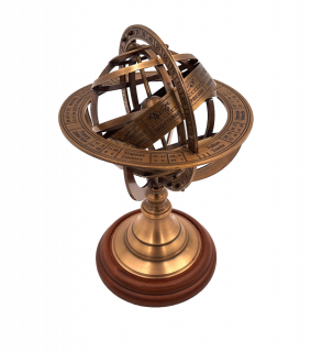 Elegantes Messing-Astrolabium auf Holzsockel – Stilvolles Geschenk