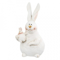 Hase Tommy aus Kunstharz, weiß, 12 cm – 2 Designs