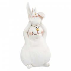 Hase Tommy aus Kunstharz, weiß, 12 cm – 2 Designs