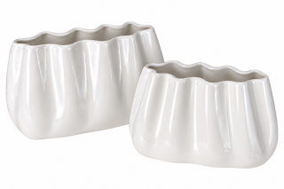 Tiziano Home Design Vase Tosca breit Creme-Weiß Keramik