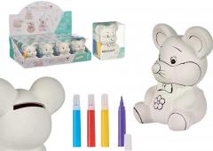 Spardose &quote;Maus&quote; aus Keramik – mit 4 Markern bemalbar