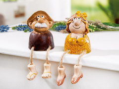 Kantensitzerfigur Hans & Hilde Keramik 2er Set