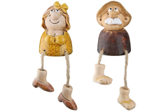Kantensitzerfigur Hans & Hilde Keramik 2er Set