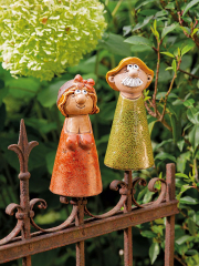 Zaunfigur Hans & Hilde aus Keramik – 2er Set, 20 cm