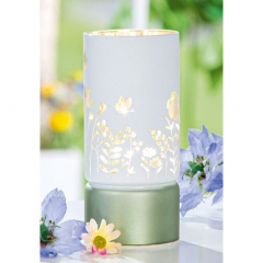 LED-Windlicht Blütezeit aus Glas – Grün & Weiß, 2 Größen