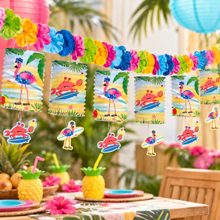 Flamingo Lampiongirlande 3,6 m – Bunte Sommerdeko für Geburtstag & Mottoparty