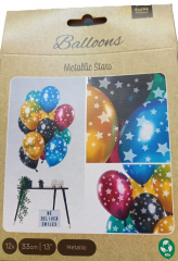 Ballons Metallic Stars, 12 Stück, 33 cm, Partydeko