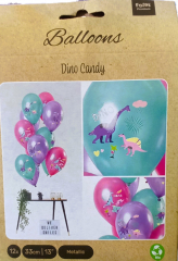 Ballons Dino Candy, 12 Stück, 33 cm, Kindergeburtstag