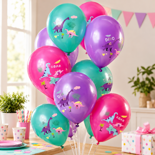 Ballons Dino Candy 12 Stück, 33 cm für Dino-Partys