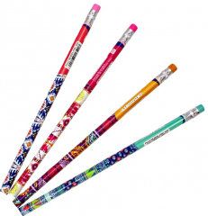 Bleistifte 4er-Set HB mit Radiergummi & Muster