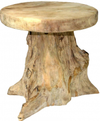 Teakholz Hocker rund – 40 cm hoch, naturbelassen & massiv