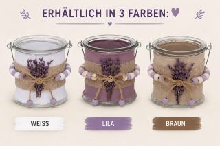 Teelichtglas Lavendel Deko zum Hängen Landhausstil