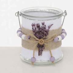 Verziertes Teelichtglas zum Stellen oder Hängen