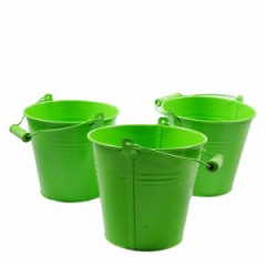 Grüner Metall Eimer in 2 Größen: 8x10 cm & 13x15 cm. Perfekt zum Bepflanzen & Dekorieren
