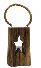 Holzlaterne Stern – mit Glaseinsatz