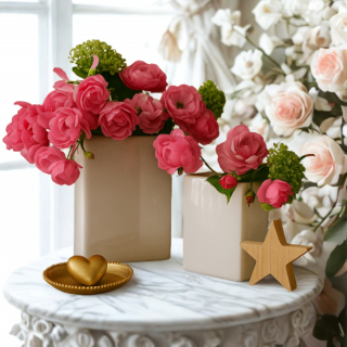 Vase Crosia schmal – Creme, 14 cm & 19 cm