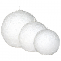 Kugelkerze Schneeball 8 cm & 10 cm – Winterdeko