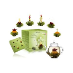 Creano Teeblumen Geschenkset mit Glaskanne – Erblühtee