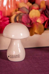 Weißer Keramikpilz Tiziano – edle Herbstdeko