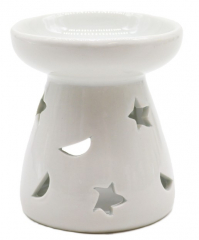 Duftlampe Weiß 9 cm – mit Sternen- & Mond-Motiv