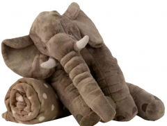Kuscheliger Plüsch-Elefant mit versteckter Decke (80x100 cm) im Rückenfach
