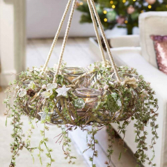 Rebenkranz mit Gläsern zum Hängen – Ø 40 cm weiß-wash