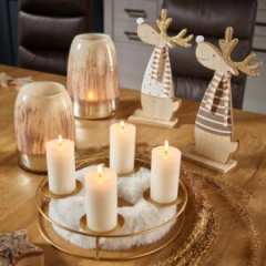 Holz Rentier White Nose – Winterdeko in Weiß & Braun