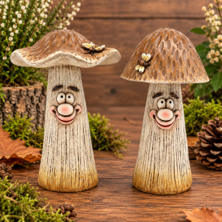 Pilzeduo Gerd & Gerda – Dekofigur 13 cm Pilzoptik