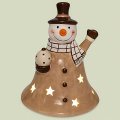 LED Weihnachtsmann beige – Keramikfigur 11,8 cm