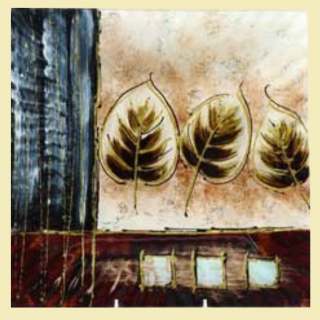 Glasplatte Blatt 35 cm – Deko-Platte in Naturfarben