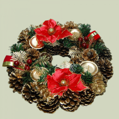 Adventskranz grün oder rot-gold Ø30 cm – Weihnachtsdeko