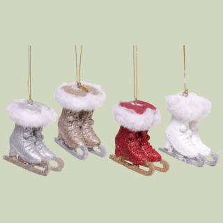 Glitzer Anhänger Schlittschuh – Deko in 4 Farben
