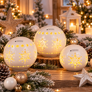 Tiziano LED-Kugel Splendore in Creme mit Timer LED Licht