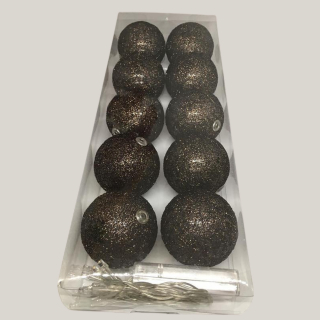 LED-Lichterkette mit Kugeln – Bronze & Silber, batteriebetrieben