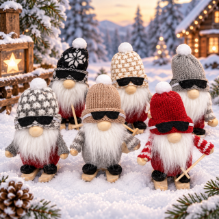 Santa Jamal auf Ski – Wichtel, 12 cm, 6 Varianten