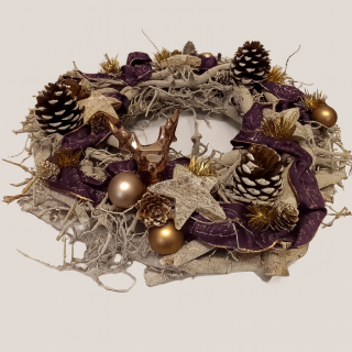 Festlich dekorierter Adventskranz – Hirsch Deko 40 cm