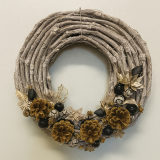 Flacher Holzkranz 40 cm – Adventskranz & Türkranz Deko