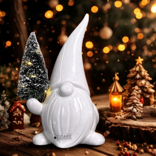 Deko-Santa Stefano mit LED – Keramik & Timer-Funktion