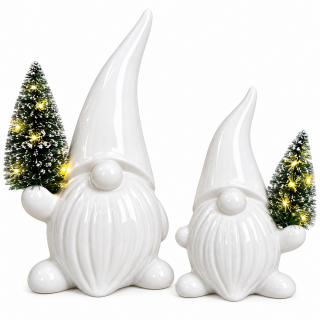Deko-Santa Stefano mit LED – Keramik & Timer-Funktion