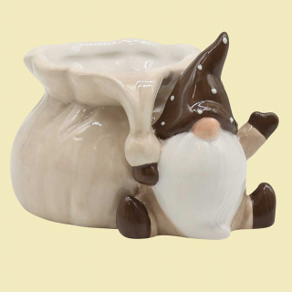 Wichtel aus Keramik mit Geschenkesack – Weihnachtdeko