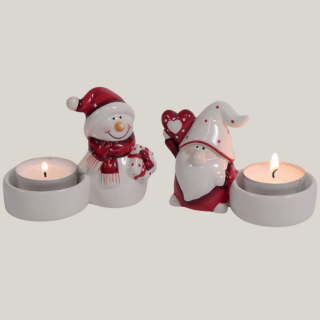 Teelichthalter Schnee- & Weihnachtsmann Keramik