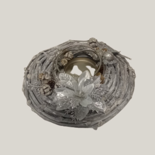 Flacher Kranz 30 cm – elegante Deko mit Silberdetails