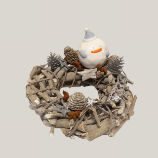 Kleiner Kranz 22 cm – winterliche Deko mit Schneemann