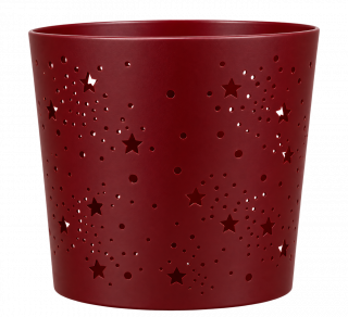 Weihnachtslicht Keramik 17,5 x 21 cm, Bordeaux-Rot
