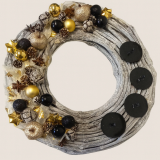 Flacher Holzkranz 40 cm – Adventskranz & Türkranz Deko