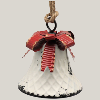 Metall Glocke Retro Weiß – Weihnachtsdeko 12,5 cm