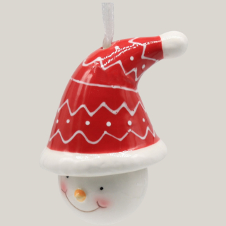 Schneemann-Anhänger aus Keramik – 8,4 cm festliche Dekofigur