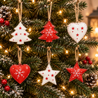 Weihnachtshänger Stern/Herz/Tannenbaum aus Metall 3-fach